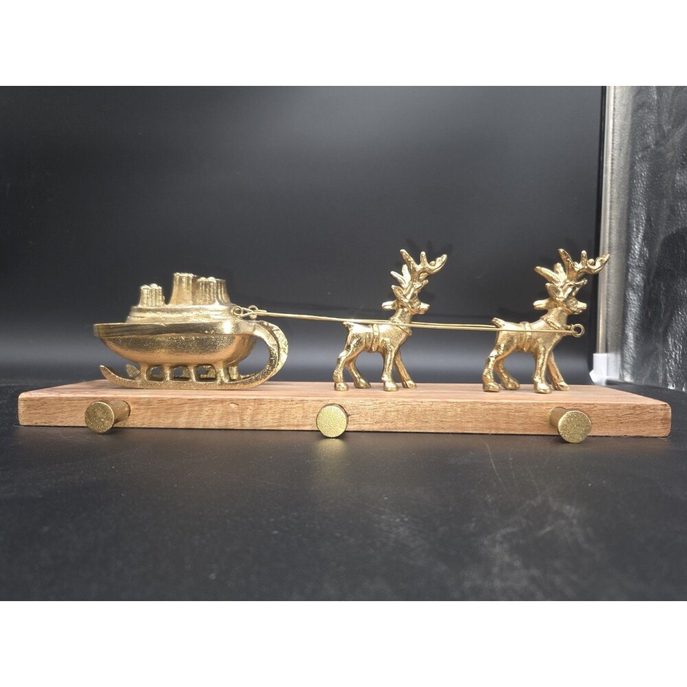 2021 Threshold Stocking Holder Reindeer Sleigh 3 Hook Metal Christmas Holiday